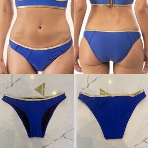 NWT Andrea Iyamah Deshi Bikini Bottom Blue &‎ Gold Swimwear Size M